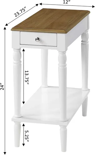 Vista 3 de Convenience Concepts French Country - Mesa auxiliar para silla sin herramientas, con estante, color madera flotante/color blanco
