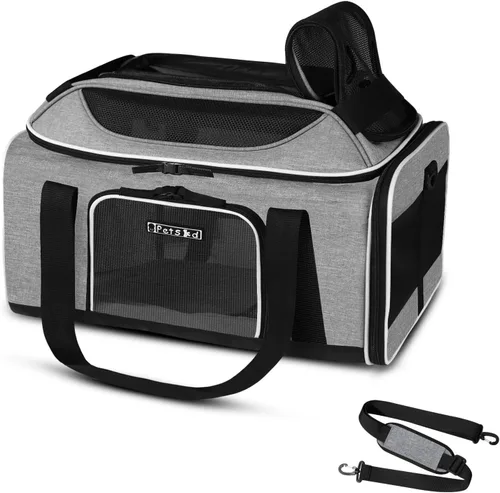 Vista 13 de Petskd Transportador de mascotas extensible superior de 17 x 11 x 9.5 pulgadas, aprobado por aerolíneas de Alaska, transportador de lados suaves