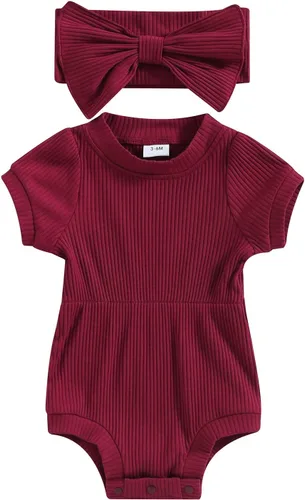 Vista 36 de Traje de verano para niña pequeña, de manga corta, acanalado, overol liso, pantalones cortos, ropa para recién nacidos