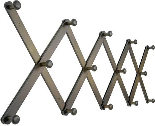 Vista 9 de SKOLOO Perchero Grande para Sombreros de Pared, Colgador de Pared de Acordeón de Madera, Moderno, Ganchos Expandibles para Abrigos, Perchero
