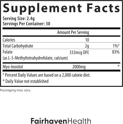 Vista 4 de Fairhaven Health Folato y Myo Inositol en polvo para mujeres – 1 por día, suplemento de fertilidad femenina, salud ovárica y calidad de óvulos