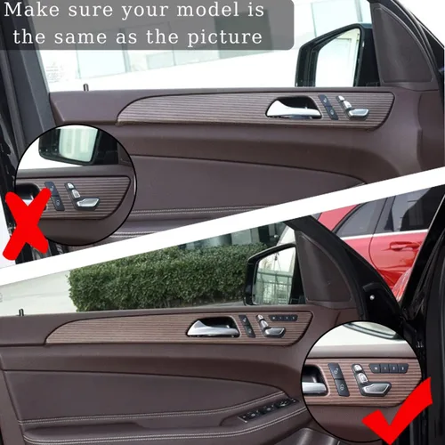 Vista 4 de Plástico ABS de grano de madera de roble para Mercedes Benz ML GLE W166 GL GLS X166 2012-2019 Manija de puerta interior de automóvil Accesorios