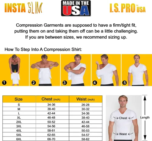 Vista 6 de Insta Slim Pro para hombre Active Wear compresión cuello en V playera