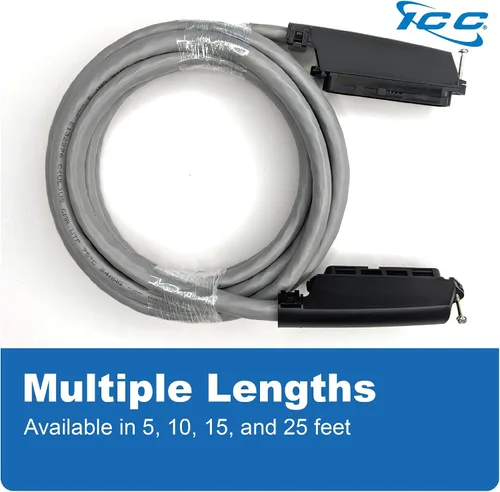 Vista 9 de ICC Cable telco hembra a macho de 25 pares de 10 pies - Cat3 24AWG, 100% cobre puro sólido, cable CMR vertical gris con conector telco de 90 grados