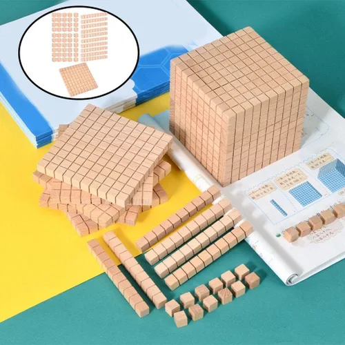 Vista 7 de Gazechimp Montessori DIY Base de madera de diez bloques de matemáticas manipulativas matemáticas tempranas aprendizaje matemático, paquete B