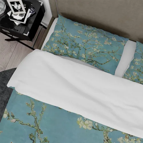 Vista 4 de Funda de edredón botánica floral, 2 fundas de almohada, sin sábanas con cierre de cremallera, comodidad Van Gogh estética, juego de ropa de cama