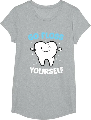 Vista 89 de Camiseta higienista dental, asistente dental, Go Floss Yourself dentista, Negro, S