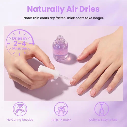 Vista 5 de Beetles - Fortalecedor de uñas de 0.5 onzas líquidas, potenciador de uñas de uva para uñas dañadas, fortalecedor y crecimiento de uñas, esmalte