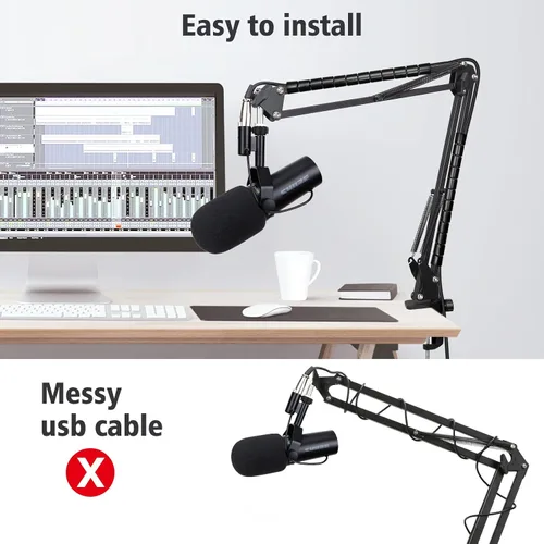 Vista 2 de SUNMON Shure SM7dB - Soporte de micrófono con brazo de brazo – brazo de micrófono con cubierta de micrófono de espuma compatible con Shure SM7dB
