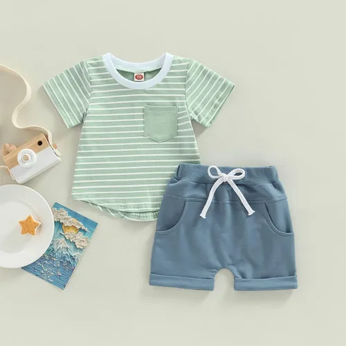 Vista 3 de Mubineo Conjunto de camiseta de verano para bebé y niño, camiseta de manga corta