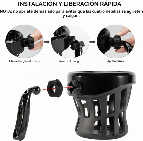 Vista 3 de PSLER - Soporte para vaso de bebida para motocicleta, soporte para Touring Goldwing negro
