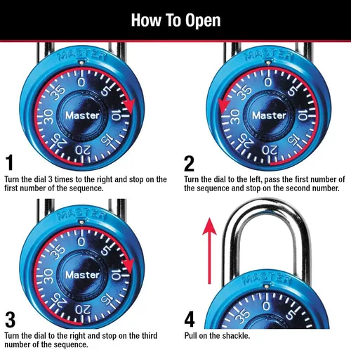 Vista 5 de Master Lock 1533TRI mini candados de combinación en azul, morado y rojo, paquete de 3, Púrpura, 1533TRI