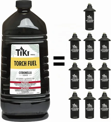 Vista 6 de Antorcha de Citronela de la marca Tiki - 1 galón (128 oz.), fácil de verter, de larga duración para antorchas de exterior y antorchas de mesa