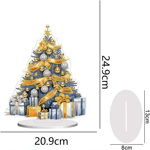 Vista 4 de Kits de Pintura de Diamante de Árbol de Navidad de Orgone Adornos de Escritorio para Adultos - Pintura de Arte de Diamante con Pintura Acrílica por