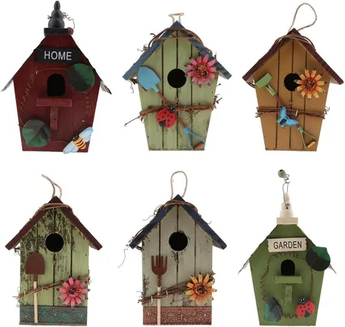 Vista 4 de Casa decorativa de 3 pájaros loros