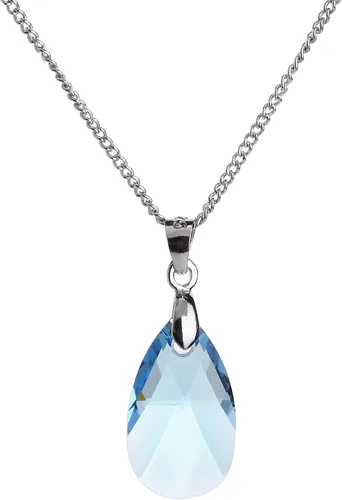 Vista 6 de KRUCKEL Collar con colgante de gota de agua de cristal Swarovski azul, chapado en oro blanco, ligero, hipoalergénico para mujeres, aniversario
