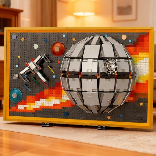 Vista 6 de SZRUIZITEC Kit de 1566 piezas de bloques de construcción de la Estrella de la Muerte, arte de pared (de gran tamaño e incompatible con Lego)
