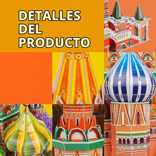 Vista 8 de Rompecabezas 3D para adultos y niños, set de construcción de la Catedral de San Basilio, kits de modelos de manualidades de arquitectura de catedral