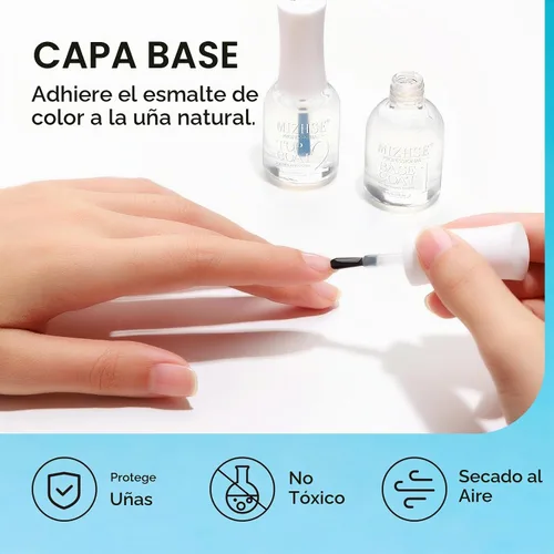Vista 3 de MIZHSE Esmalte de uñas base y capa superior de secado rápido, esmalte de 0-0-Base y parte superior