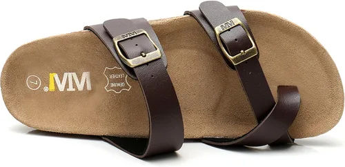 Vista 4 de Women's Cork Footbed Sandals - Cow Suede Slide Sandals for Women Toe Loop with Adjustable Strap Buckle Open Toe Beach Sandals