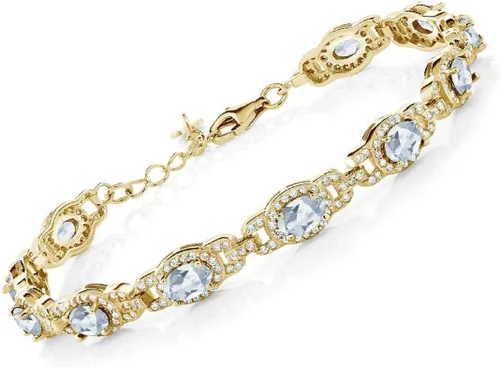 Vista 24 de Gem Stone King Oval Halo Gemstone Tennis Bracelet Nano Esmeralda