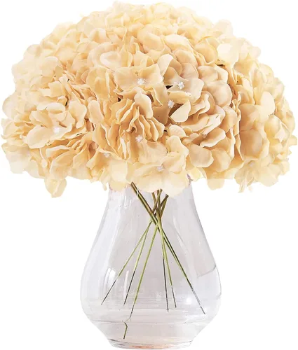Vista 68 de Flores de hortensias artificiales rosa polvoriento, 10 cabezas de flores de seda de hortensia falsas para centros de mesa de boda, ramos de 10