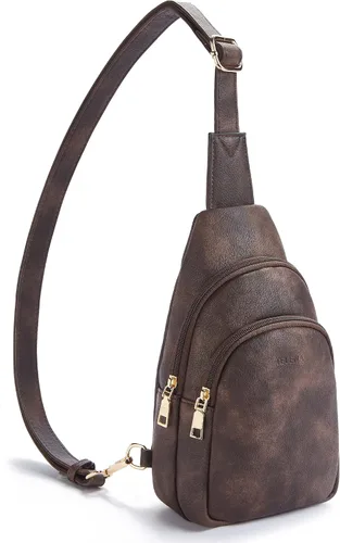 Vista 21 de Telena Riñonera pequeña para mujer, de cuero, cangureras, bolsa de pecho para mujer