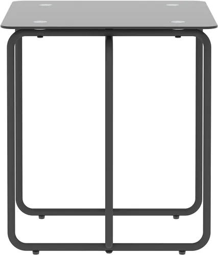 Vista 2 de Mesa auxiliar moderna de cristal templado para sala de estar, dormitorio, color negro