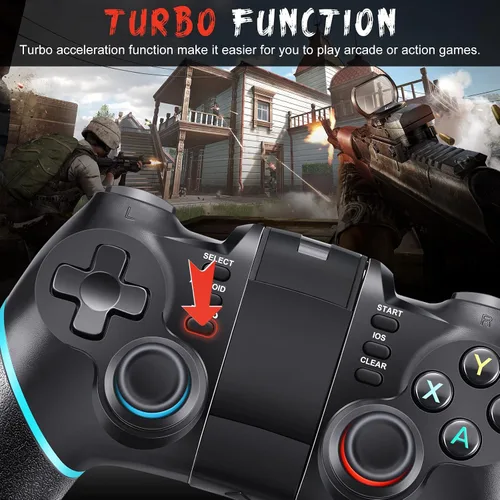 Vista 3 de Vbepos Mobile Gaming Controller Upgrade Bluetooth 24G Wireless Controller Game Joystick for iPhone Android PC Windows Smart TV PS3 PS4