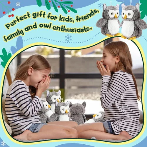 Vista 6 de Jenaai 6 piezas de animales de peluche de búho para bebés, juguete de peluche suave, búho relleno, recuerdos de fiesta de mago para niños pequeños