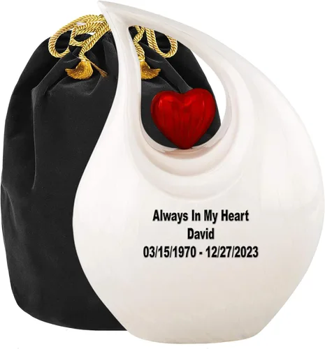 Vista 43 de Urna de cremación Heart of Love para cenizas humanas - Hermosa urna conmemorativa ERN para adultos - ERN decorativa para seres queridos - Urna Negro