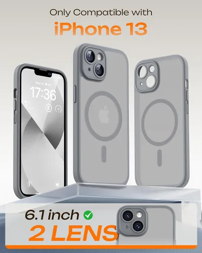 Vista 672 de TOCOL Funda magnética 3 en 1 para iPhone 15 Pro, mejorada [protección completa de cámara] con 2 protectores de pantalla, compatible con MagSafe Gris