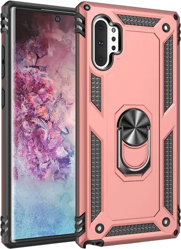 Vista 11 de Carcasa de grado militar para Samsung Galaxy Note 10 Plus 5G, anillo giratorio de metal, soporte magnético para montaje en coche, a prueba de Negro