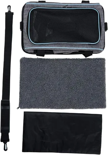 Vista 6 de Vceoa Transportador de gatos y perros de 17.5 x 11 x 11 pulgadas, para mascotas de hasta 16 libras, bolsa de transporte de animales de lados suaves