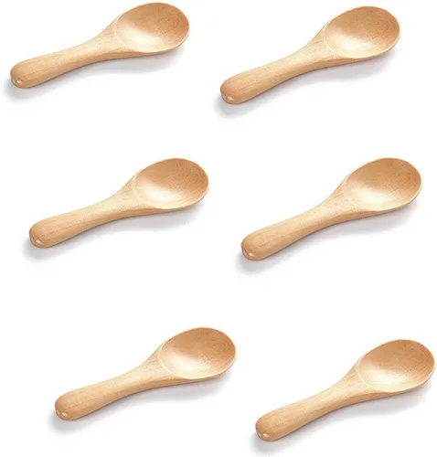Vista 7 de Asanta - 4 cucharas pequeñas de madera, cucharas pequeñas de 3.9 pulgadas para tarros de especias, mini cuchara de madera para condimentos de sal