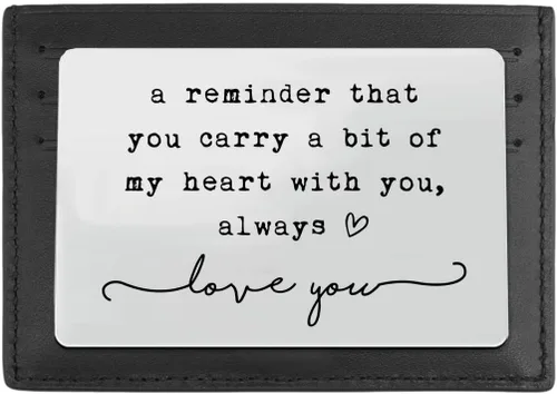 Vista 9 de Wallet Insert, Engraved Gift For Him, Valentine’s Day Gift, Birthday Gift, Hubby Gift, Engraved Wallet Insert Card, Reminder You Carry My Heart