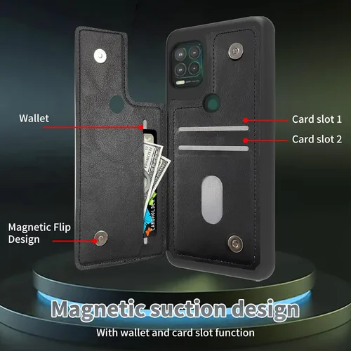 Vista 6 de Funda tipo cartera de mármol abstracto para Moto G Stylus 5G 2021 con tarjetero y bloqueo RFID, piel sintética suave, función atril, cierre