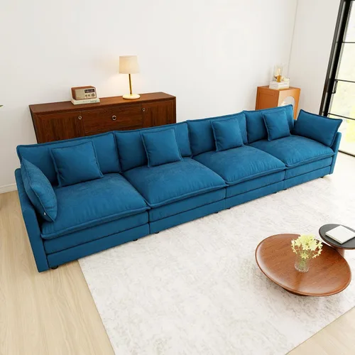 Vista 14 de Sofá Loveseat Grande en Beige y Blanco de 194.8 cm, Sofás Seccionales de 2 Plazas Grandes para Sala de Estar, Sofá Seccional Modular de Tela