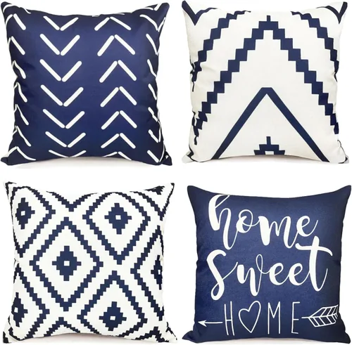 Vista 22 de Juego de 4 fundas de almohada decorativas de 16 x 16 pulgadas, color azul aguamarina, fundas de almohada para sofá, cama, sala de estar, fundas