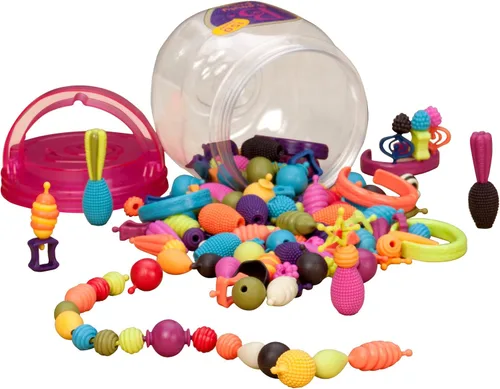 Vista 11 de B. toys Pop Arty! 150 piezas - Kit de fabricación de joyas - Juego creativo de cuentas pop para niños - Kit de fabricación de joyas de bricolaje