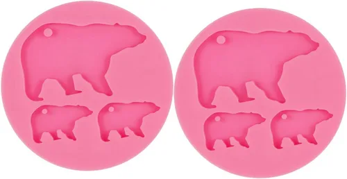 Vista 3 de Shiny Bear Family - Molde para llavero de resina para hacer manualidades con arte epoxi