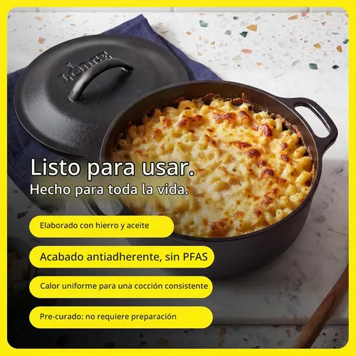 Vista 2 de Lodge - Horno holandés de hierro fundido con asa de bucle, apto para horno, 2 cuartos de galón