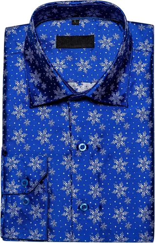 Vista 4 de YOHOWA Mens Cotton Shirt Solid Color Snow Long Sleeve Button Down Dress Shirts Party