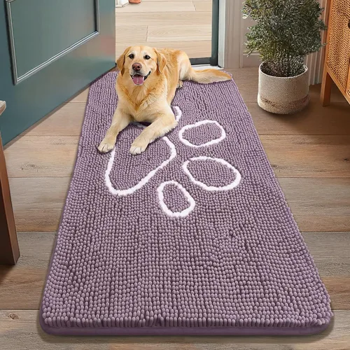 Vista 145 de Smiry Tapete para puerta de perro para patas fangosas, absorbente y Gris y negro