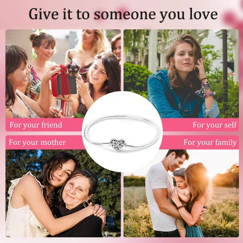 Vista 6 de Parmuz Pulsera de plata de ley 925 con dije de cadena de serpiente, ojo malvado, atrapasueños, llave, cierre de corazón, dije de viaje, momentos