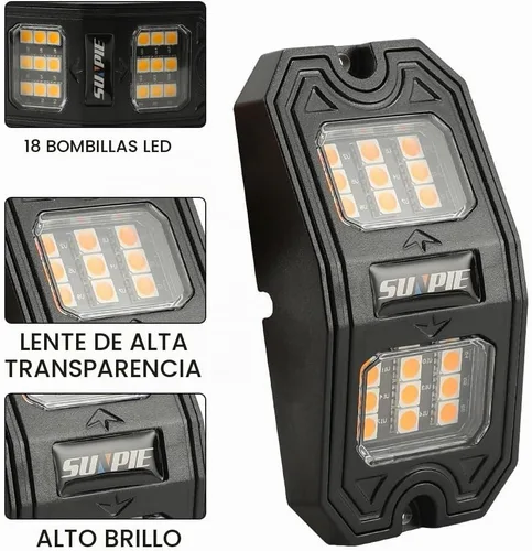 Vista 2 de SUNPIE 8 cápsulas de luz LED de roca ámbar de conexión rápida, 18 chips de ángulo amplio, cables de extensión de 4M para cada luz, almohadillas
