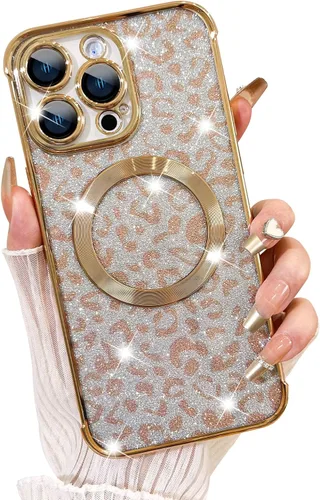 Vista 30 de Fiyart Diseñado para iPhone 16 Pro Max, Funda Compatible con MagSafe, Estampado de Guepardo, Placa de Protección de Cámara, Magnético, Brillante