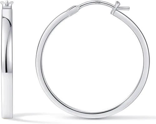 Vista 17 de Aretes de aro para mujer, aros planos chapados en oro de 14 quilates Dorado