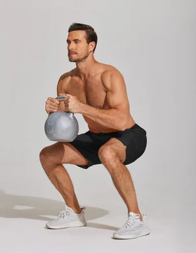 Vista 3 de COOFANDY Pantalones cortos de entrenamiento para hombre de 7 pulgadas, paquete de 2 pantalones cortos de entrenamiento ajustados de secado rápido