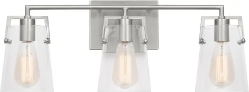 Vista 11 de Scott Living Crofton - Lámpara de pared moderna de latón satinado de 3 luces DJV1033SB, la iluminación de pared es ideal para dormitorio, luz